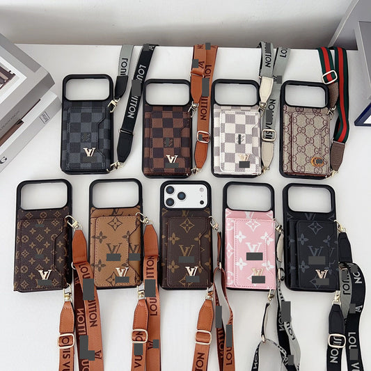 #409  スマホケース  紐付き カードケース付き 耐衝撃・防振性能に優れ、iPhoneに対応