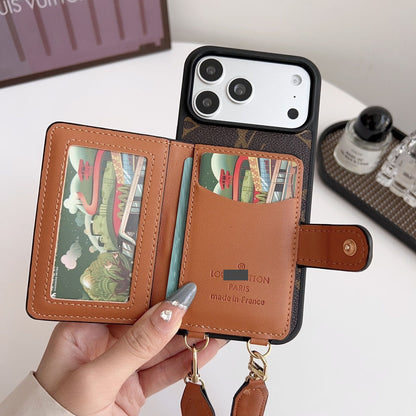 #428  スマホケース  紐付き カードケース付き 耐衝撃・防振性能に優れ、iPhone に対応