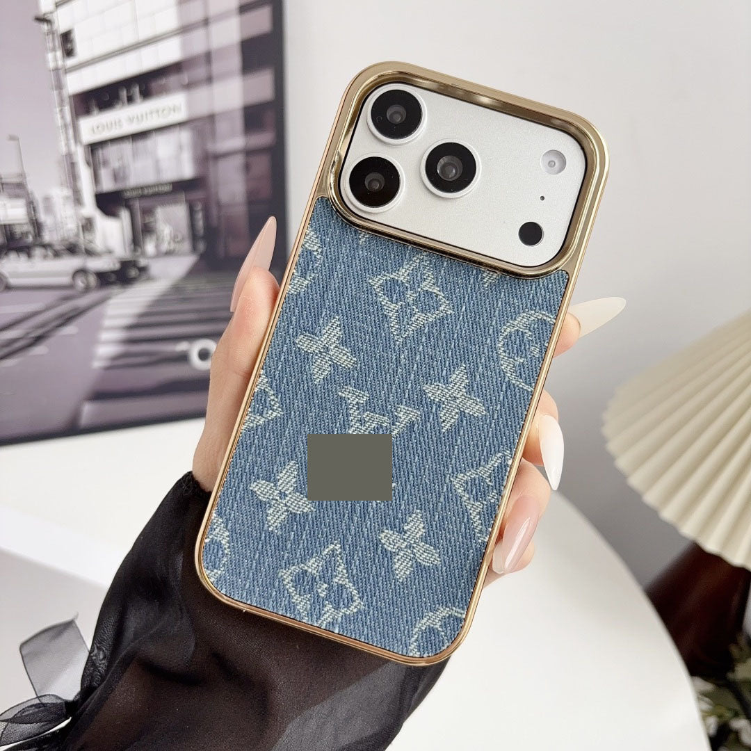 #209  スマホケース   デニムテーマ  メッキ加工  耐衝撃・防振性能に優れ、iPhone13~17 に対応
