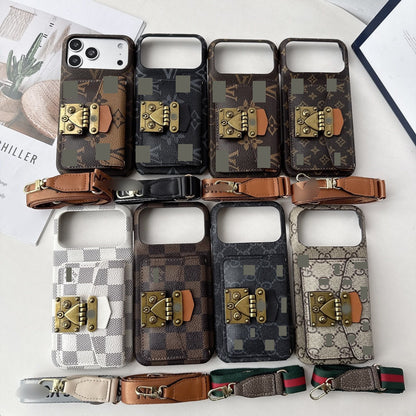 #513  スマホケース  カード収納付き ストラップ付き   耐衝撃・防振性能に優れ、iPhone に対応