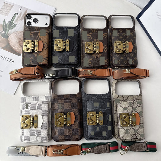 #513  スマホケース  カード収納付き ストラップ付き   耐衝撃・防振性能に優れ、iPhone に対応
