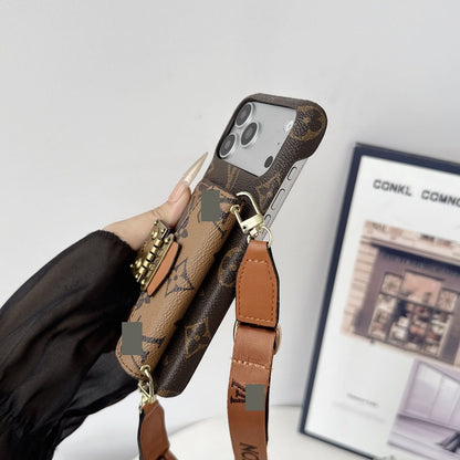 #513  スマホケース  カード収納付き ストラップ付き   耐衝撃・防振性能に優れ、iPhone に対応