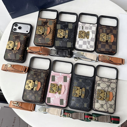 #516  スマホケース  カード収納付き ストラップ付き   耐衝撃・防振性能に優れ、iPhone に対応