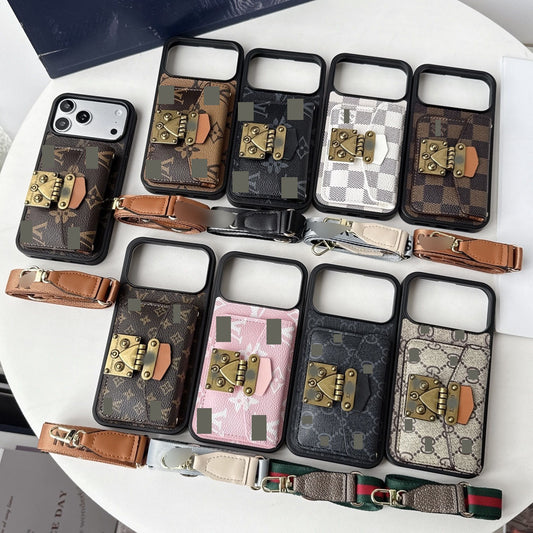 #516  スマホケース  カード収納付き ストラップ付き   耐衝撃・防振性能に優れ、iPhone に対応
