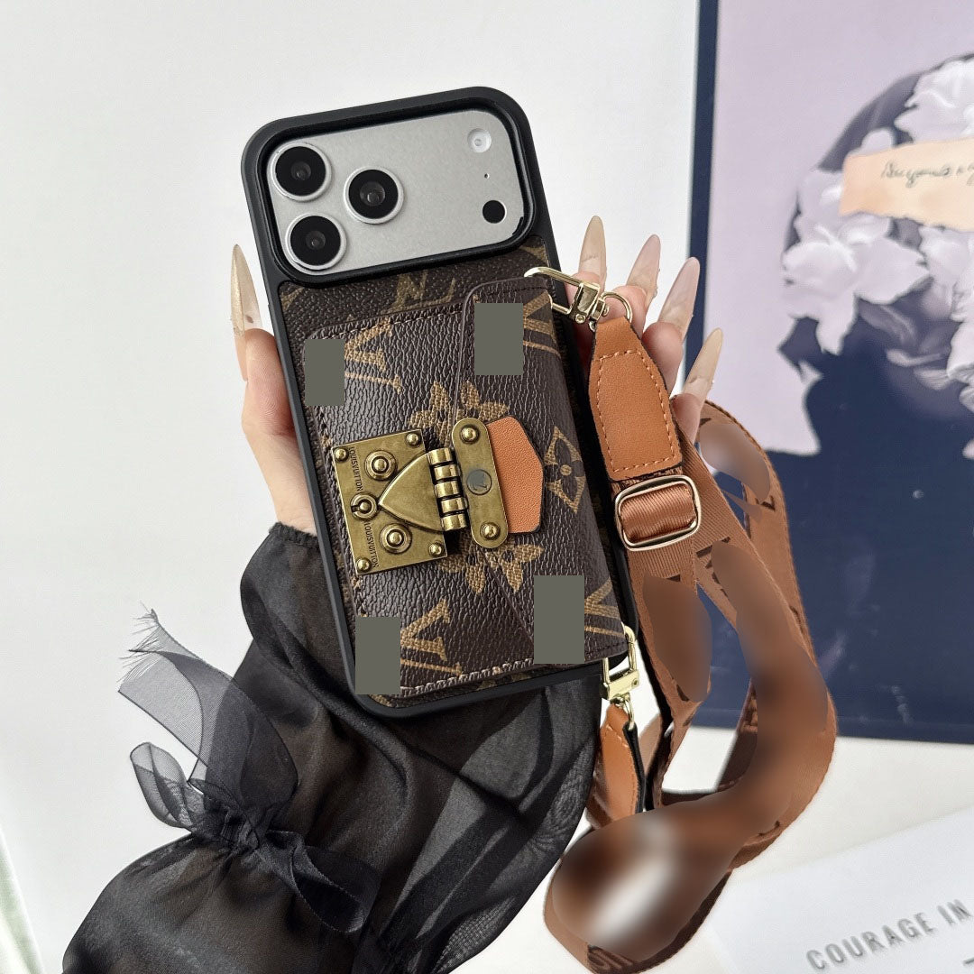 #516  スマホケース  カード収納付き ストラップ付き   耐衝撃・防振性能に優れ、iPhone に対応