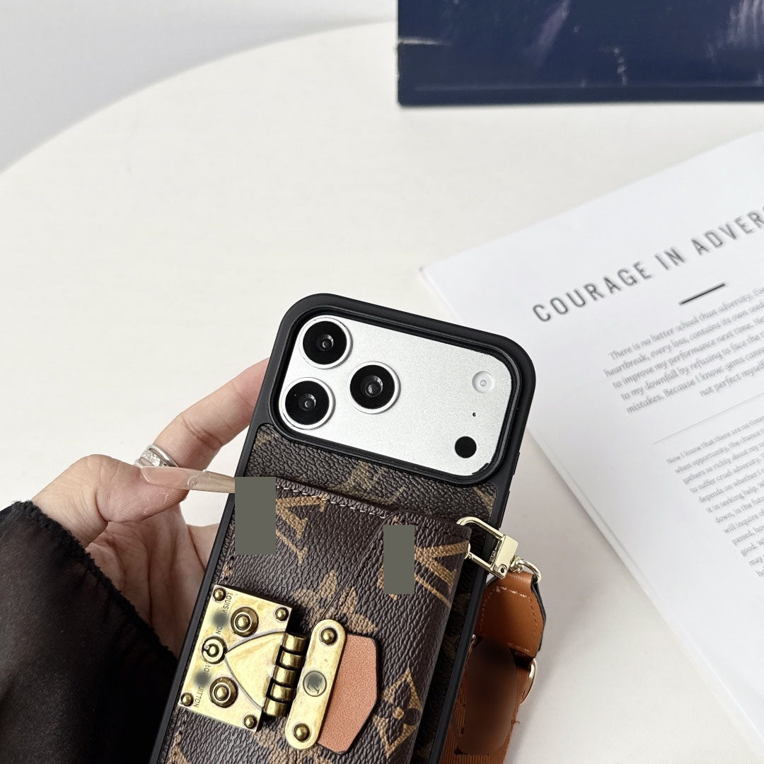 #516  スマホケース  カード収納付き ストラップ付き   耐衝撃・防振性能に優れ、iPhone に対応