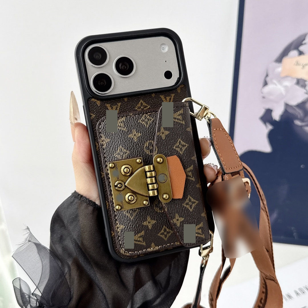 #516  スマホケース  カード収納付き ストラップ付き   耐衝撃・防振性能に優れ、iPhone に対応