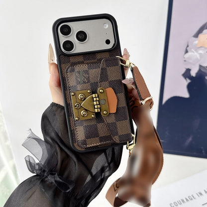 #516  スマホケース  カード収納付き ストラップ付き   耐衝撃・防振性能に優れ、iPhone に対応