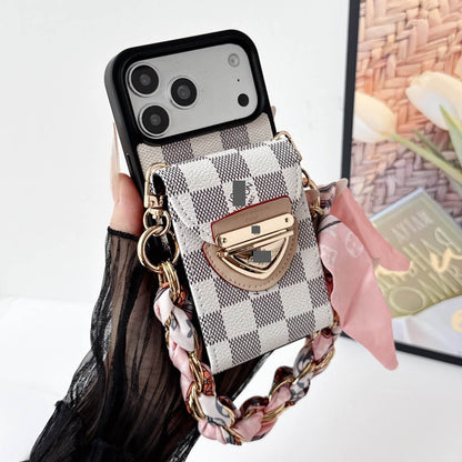#535  スマホケース   リボンブレスレット付き カード収納付き  耐衝撃・防振性能に優れ、iPhoneに対応