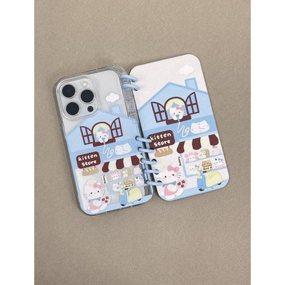 本型スマホケース  ハローキティテーマ 手帳型スマホケース  キャラクターの柔らかい 折りたたみ式 ノート型 スマホケース  iPhone に対応