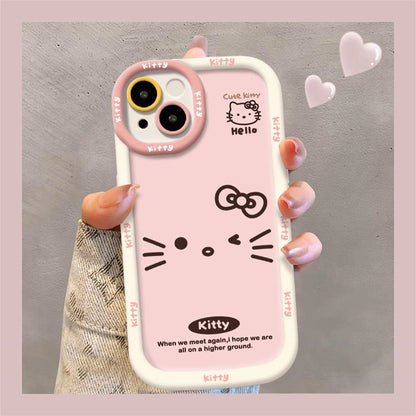 スマホケース  ポチポチとふわふわな浅粉のハローキティテーマ、  耐衝撃・防振性能に優れ、高級感あふれるスマホケースで、iPhone に対応
