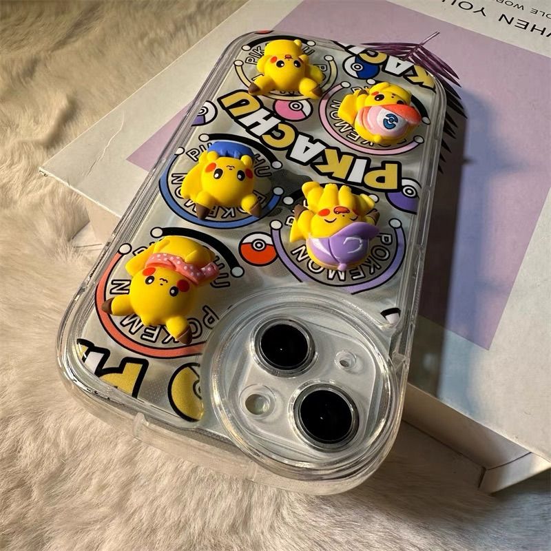 スマホケース  目を惹く立体満屏ピカチュウテーマ  耐衝撃・防振性能に優れ、高級感あふれるスマホケースで、iPhone に対応