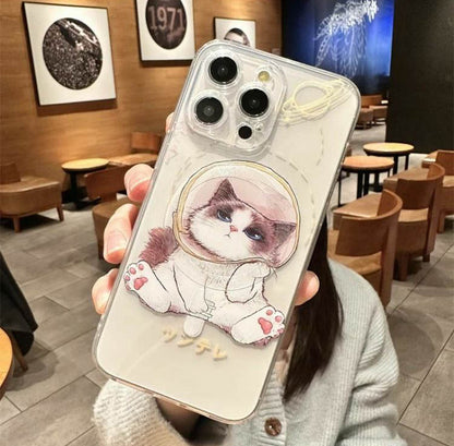 スマホケース  ふわふわの可愛いネコたちがデザインされたマグネットスマホケース！ 耐衝撃・防振性能に優れ、高級感あふれるスマホケースで、iPhone に対応