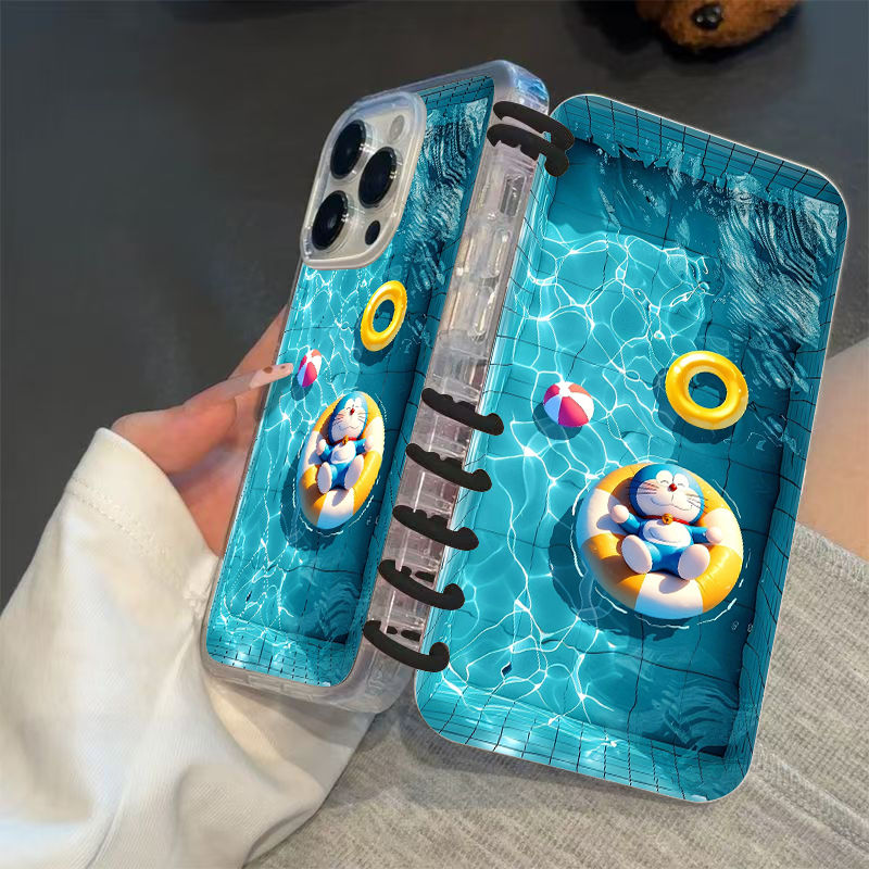 本型スマホケース 夏のクレヨンしんちゃんテーマ 手帳型スマホケース キャラクターの柔らかい 折りたたみ式 ノート型 スマホケース iPhone に対応