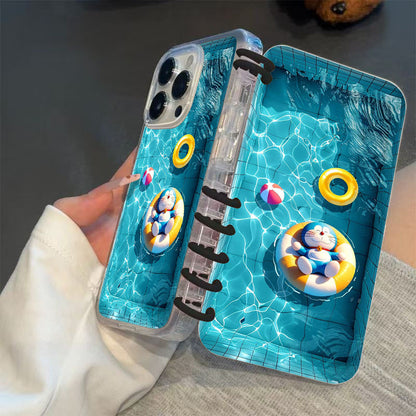 本型スマホケース 夏のクレヨンしんちゃんテーマ 手帳型スマホケース キャラクターの柔らかい 折りたたみ式 ノート型 スマホケース iPhone に対応