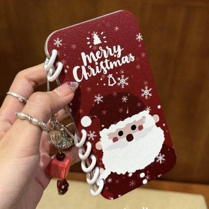 本型スマホケース クリスマステーマ 手帳型スマホケース キャラクターの柔らかい 折りたたみ式 ノート型 スマホケース  iPhone に対応