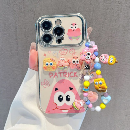 スマホケース  立体でぬいぐるみ風のスパンキング・グレイドとパトリックが登場！  耐衝撃・防振性能に優れ、高級感あふれるスマホケースで、iPhone に対応