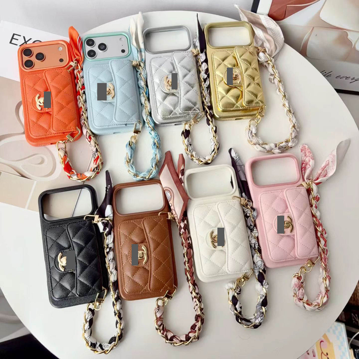 #536  スマホケース  リボンブレスレット付き カード収納付き  耐衝撃・防振性能に優れ、iPhoneに対応