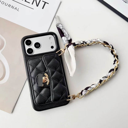 #536  スマホケース  リボンブレスレット付き カード収納付き  耐衝撃・防振性能に優れ、iPhoneに対応