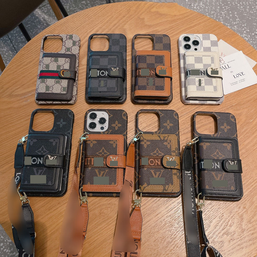 #435  スマホケース  紐付き カードケース付き 耐衝撃・防振性能に優れ、iPhone に対応
