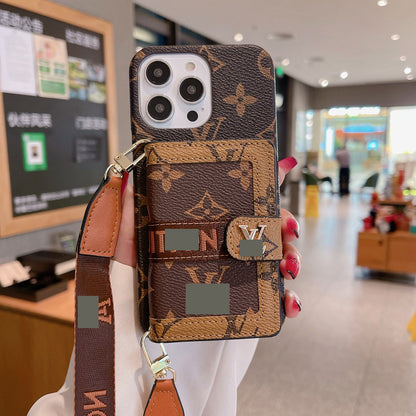 #435  スマホケース  紐付き カードケース付き 耐衝撃・防振性能に優れ、iPhone に対応