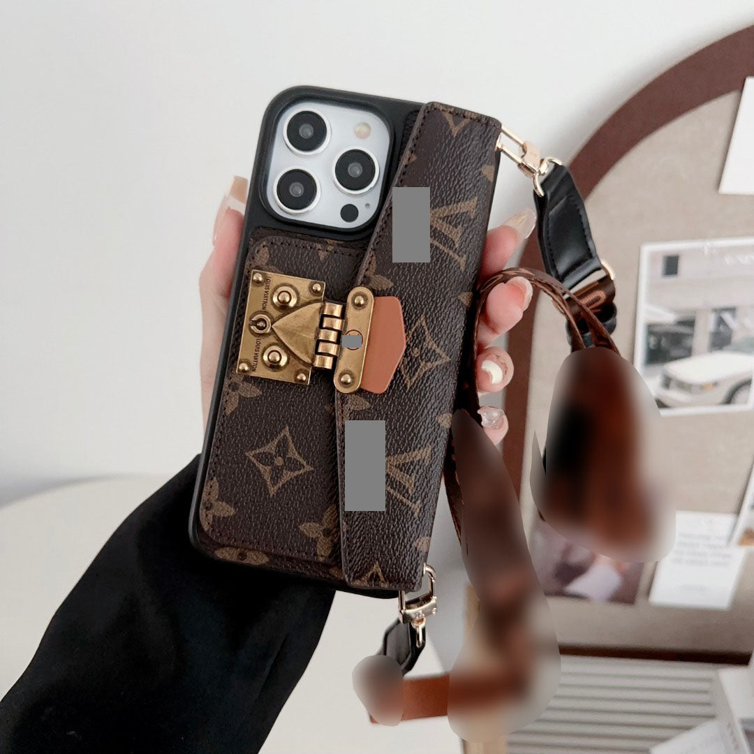 #427  スマホケース  カードケース付きでストラップ付き  耐衝撃・防振性能に優れ、高級感あふれるスマホケースで、iPhone に対応