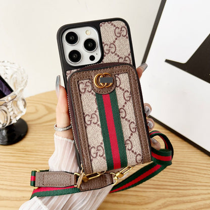 #408  スマホケース  ストラップ付き カード収納付き   耐衝撃・防振性能に優れ、iPhone に対応
