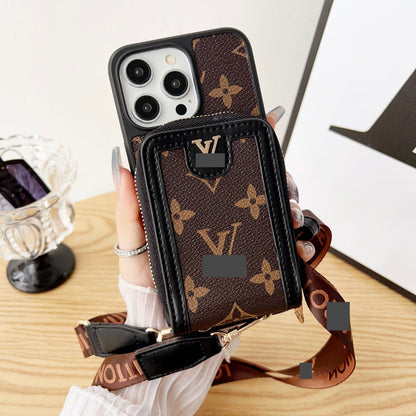 #408  スマホケース  ストラップ付き カード収納付き   耐衝撃・防振性能に優れ、iPhone に対応